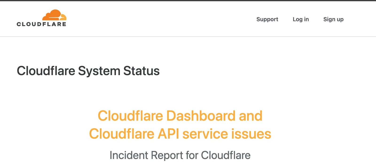 Cloudflare 面板和 API 已经持续故障半小时