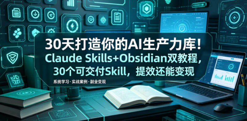 30天打造你的AI生产力库！Claude Skills+Obsidian 双教程，30 个可交付 Skill，提效还能变现-xn--mkro2sf1o.com