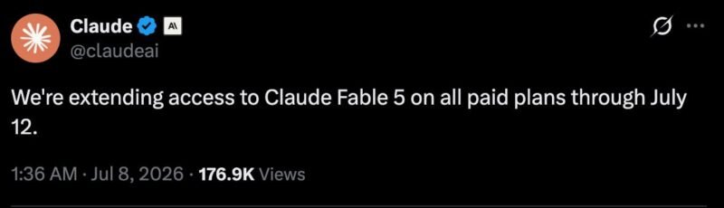 🤖 Anthropic 将所有付费套餐的 Fable 5-xn--mkro2sf1o.com